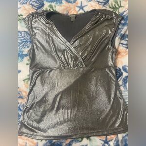Ann Taylor Metallic Silver Top